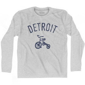 Detroit City Tricycle Adult Cotton Long Sleeve T-shirt - Grey Heather