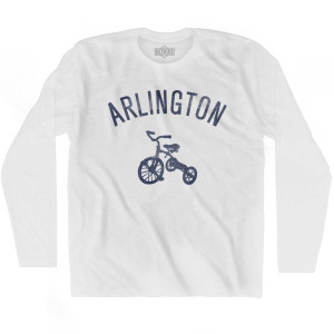 Arlington Tricycle Adult Cotton Long Sleeve T-shirt - White Arlington Tricycle Adult Cotton Long Sleeve T-shirt - White