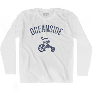 Oceanside City Tricycle Adult Cotton Long Sleeve T-shirt - White Oceanside City Tricycle Adult Cotton Long Sleeve T-shirt - White