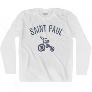 Saint Paul City Tricycle Adult Cotton Long Sleeve T-shirt - White