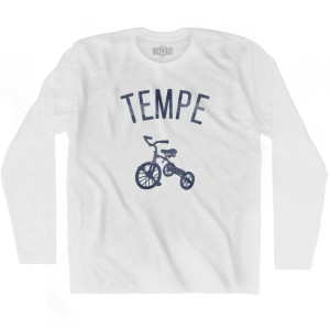 Tempe City Tricycle Adult Cotton Long Sleeve T-shirt - White Tempe City Tricycle Adult Cotton Long Sleeve T-shirt - White