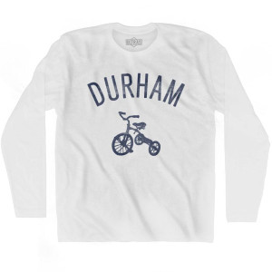 Durham City Tricycle Adult Cotton Long Sleeve T-shirt - White