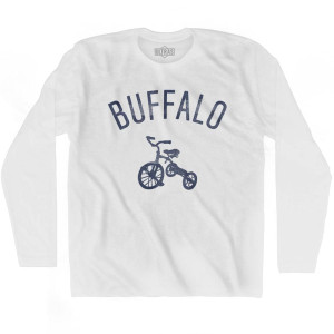 Buffalo Tricycle Adult Cotton Long Sleeve T-shirt - White