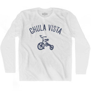 Chula Vista Tricycle Adult Cotton Long Sleeve T-shirt - White Chula Vista Tricycle Adult Cotton Long Sleeve T-shirt - White