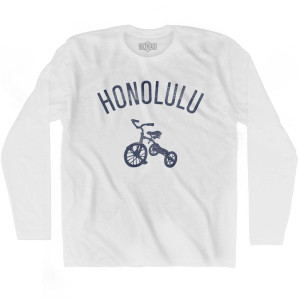 Honolulu City Tricycle Adult Cotton Long Sleeve T-shirt - White