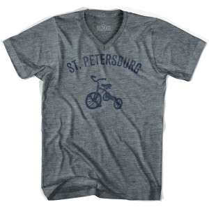 St. Petersburg City Tricycle Adult Tri-Blend V-neck T-shirt - Athletic Grey