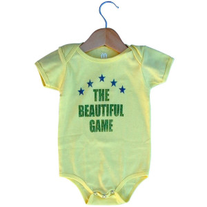 Infant Brazil The Beautiful Game Soccer One-piece Made In USA - Lemon