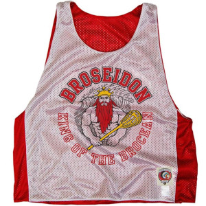 Broseidon Lacrosse Pinnie Made In USA - White and Red Broseidon Lacrosse Pinnie Made In USA - White and Red