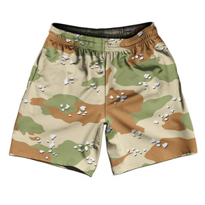 Desert Storm Camo Athletic Cut 7 Inch Inseam Shorts Made in USA - Khaki