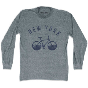 New York Bike Long Sleeve T-shirt - Athletic Grey