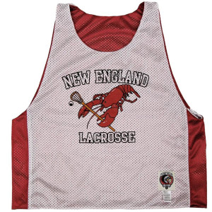 New England Lacrosse Pinnie Made In USA - White & Bugundy