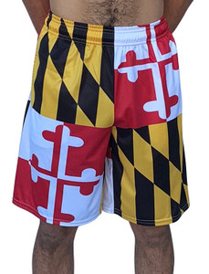 Maryland Flag Quads Lacrosse Shorts Made in USA - Red, White, Gold & Black Maryland Flag Quads Lacrosse Shorts Made in USA - Red, White, Gold & Black