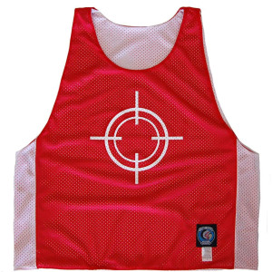 Goalie Target Lacrosse Pinnie Made In USA - Red and White Goalie Target Lacrosse Pinnie Made In USA - Red and White
