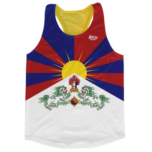 Tibet Flag Running Tank Top Made In USA - White Blue Tibet Flag Running Tank Top Made In USA - White Blue