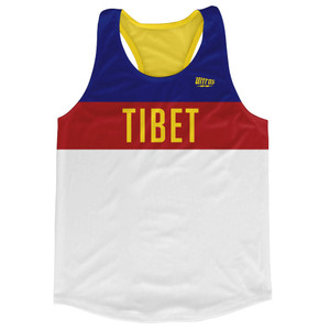 Tibet Finish Line Running Tank Top Made In USA - White Blue Tibet Finish Line Running Tank Top Made In USA - White Blue