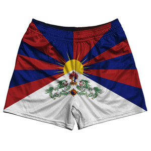 Tibet Rugby Gym Short 5 Inch Inseam With Pockets Made In USA - White Blue