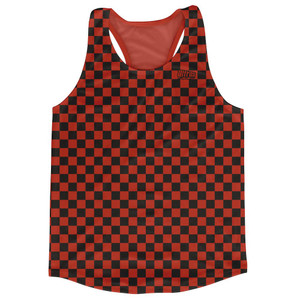 Cardinal Red & Black Micro Checkerboard Running Tank Top Racerback Track and Cross Country Singlet Jersey Made In USA - Cardinal Red & Black Cardinal Red & Black Micro Checkerboard Running Tank Top Racerback Track and Cross Country Singlet Jersey Made In USA - Cardinal Red & Black