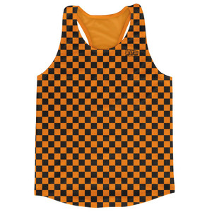 Orange & Black Micro Checkerboard Running Tank Top Racerback Track and Cross Country Singlet Jersey Made In USA - Orange & Black Orange & Black Micro Checkerboard Running Tank Top Racerback Track and Cross Country Singlet Jersey Made In USA - Orange & Black