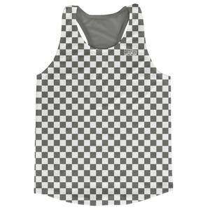 Grey Charcoal & White Micro Checkerboard Running Tank Top Racerback Track and Cross Country Singlet Jersey Made In USA - Grey Charcoal & White Grey Charcoal & White Micro Checkerboard Running Tank Top Racerback Track and Cross Country Singlet Jersey Made In USA - Grey Charcoal & White