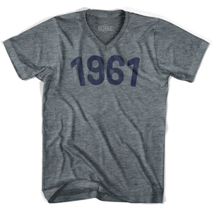 1961 Year Celebration Adult Tri-Blend V-neck T-shirt - Athletic Grey