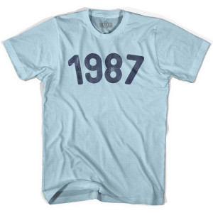 1987 Year Celebration Adult Cotton T-shirt - Light Blue 1987 Year Celebration Adult Cotton T-shirt - Light Blue