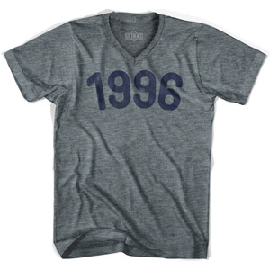 1996 Year Celebration Adult Tri-Blend V-neck Junior Cut Womens T-shirt - Athletic Grey