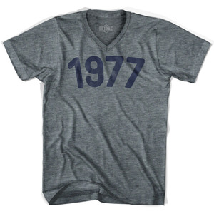 1977 Year Celebration Adult Tri-Blend V-neck Junior Cut Womens T-shirt - Athletic Grey