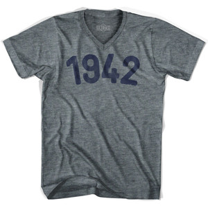 1942 Year Celebration Adult Tri-Blend V-neck Junior Cut Womens T-shirt - Athletic Grey 1942 Year Celebration Adult Tri-Blend V-neck Junior Cut Womens T-shirt - Athletic Grey