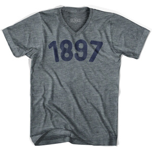1897 Year Celebration Adult Tri-Blend V-neck Junior Cut Womens T-shirt - Athletic Grey 1897 Year Celebration Adult Tri-Blend V-neck Junior Cut Womens T-shirt - Athletic Grey