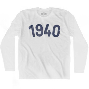 1940 Year Celebration Adult Cotton Long Sleeve T-shirt - White