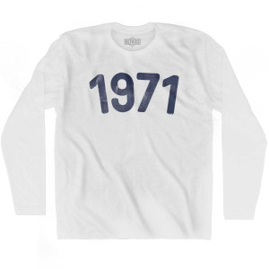 1971 Year Celebration Adult Cotton Long Sleeve T-shirt - White 1971 Year Celebration Adult Cotton Long Sleeve T-shirt - White