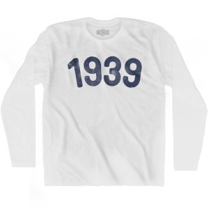 1939 Year Celebration Adult Cotton Long Sleeve T-shirt - White 1939 Year Celebration Adult Cotton Long Sleeve T-shirt - White