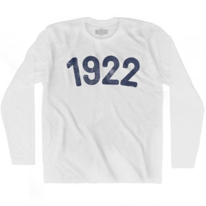 1922 Year Celebration Adult Cotton Long Sleeve T-shirt - White 1922 Year Celebration Adult Cotton Long Sleeve T-shirt - White