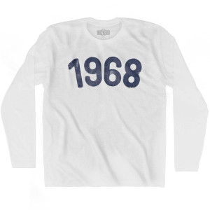 1968 Year Celebration Adult Cotton Long Sleeve T-shirt - White