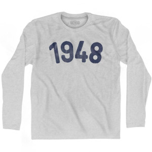 1948 Year Celebration Adult Cotton Long Sleeve T-shirt - Grey Heather 1948 Year Celebration Adult Cotton Long Sleeve T-shirt - Grey Heather