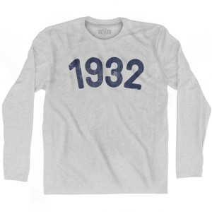 1932 Year Celebration Adult Cotton Long Sleeve T-shirt - Grey Heather 1932 Year Celebration Adult Cotton Long Sleeve T-shirt - Grey Heather