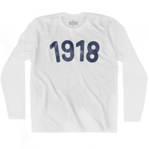 1918 Year Celebration Adult Cotton Long Sleeve T-shirt - White