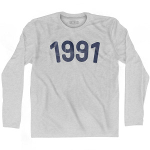 1991 Year Celebration Adult Cotton Long Sleeve T-shirt - Grey Heather 1991 Year Celebration Adult Cotton Long Sleeve T-shirt - Grey Heather