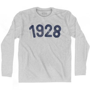 1928 Year Celebration Adult Cotton Long Sleeve T-shirt - Grey Heather