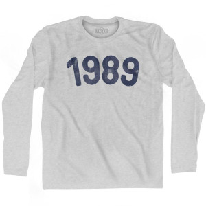 1989 Year Celebration Adult Cotton Long Sleeve T-shirt - Grey Heather 1989 Year Celebration Adult Cotton Long Sleeve T-shirt - Grey Heather