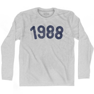 1988 Year Celebration Adult Cotton Long Sleeve T-shirt - Grey Heather 1988 Year Celebration Adult Cotton Long Sleeve T-shirt - Grey Heather