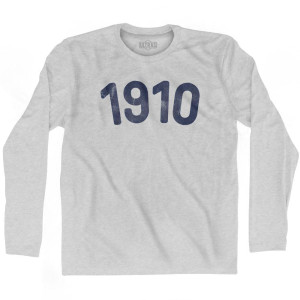 1910 Year Celebration Adult Cotton Long Sleeve T-shirt - Grey Heather