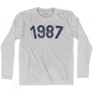 1987 Year Celebration Adult Cotton Long Sleeve T-shirt - Grey Heather 1987 Year Celebration Adult Cotton Long Sleeve T-shirt - Grey Heather
