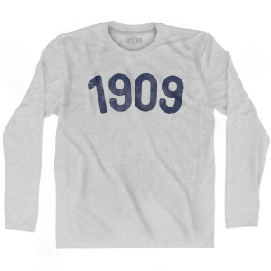 1909 Year Celebration Adult Cotton Long Sleeve T-shirt - Grey Heather 1909 Year Celebration Adult Cotton Long Sleeve T-shirt - Grey Heather