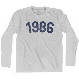 1986 Year Celebration Adult Cotton Long Sleeve T-shirt - Grey Heather
