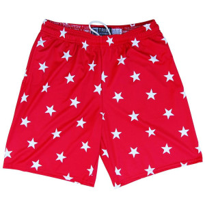 Tribe Lacrosse Stars Red Lacrosse Shorts Made in USA - Red Tribe Lacrosse Stars Red Lacrosse Shorts Made in USA - Red