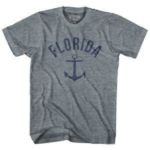 Florida State Anchor Home Tri-Blend Adult T-shirt - Athletic Grey