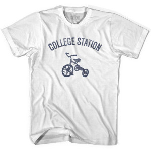 College Station Tricycle Adult Cotton T-shirt - White College Station Tricycle Adult Cotton T-shirt - White