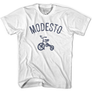 Modesto City Tricycle Adult Cotton T-shirt - White Modesto City Tricycle Adult Cotton T-shirt - White