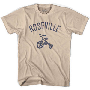 Roseville City Tricycle Adult Cotton T-shirt - Creme Roseville City Tricycle Adult Cotton T-shirt - Creme